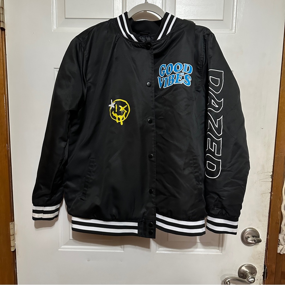 rue21 Good Vibes Varsity Bomber Jacket‎ Coat Womens Large